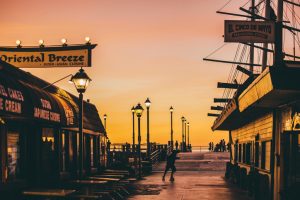 Redondo Beach pier at sunset.